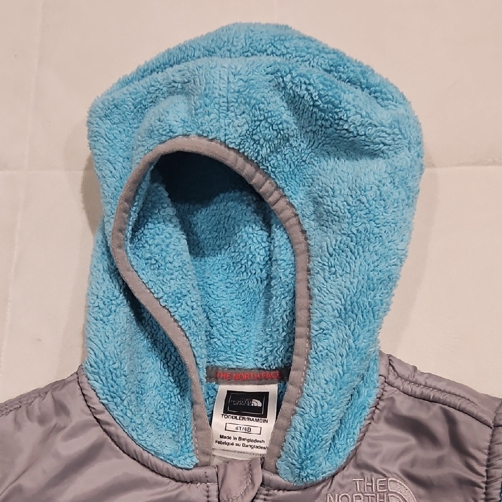 The North Face Kids Blue Fleece Hoodie Jacket Coat - Picture 4 of 10